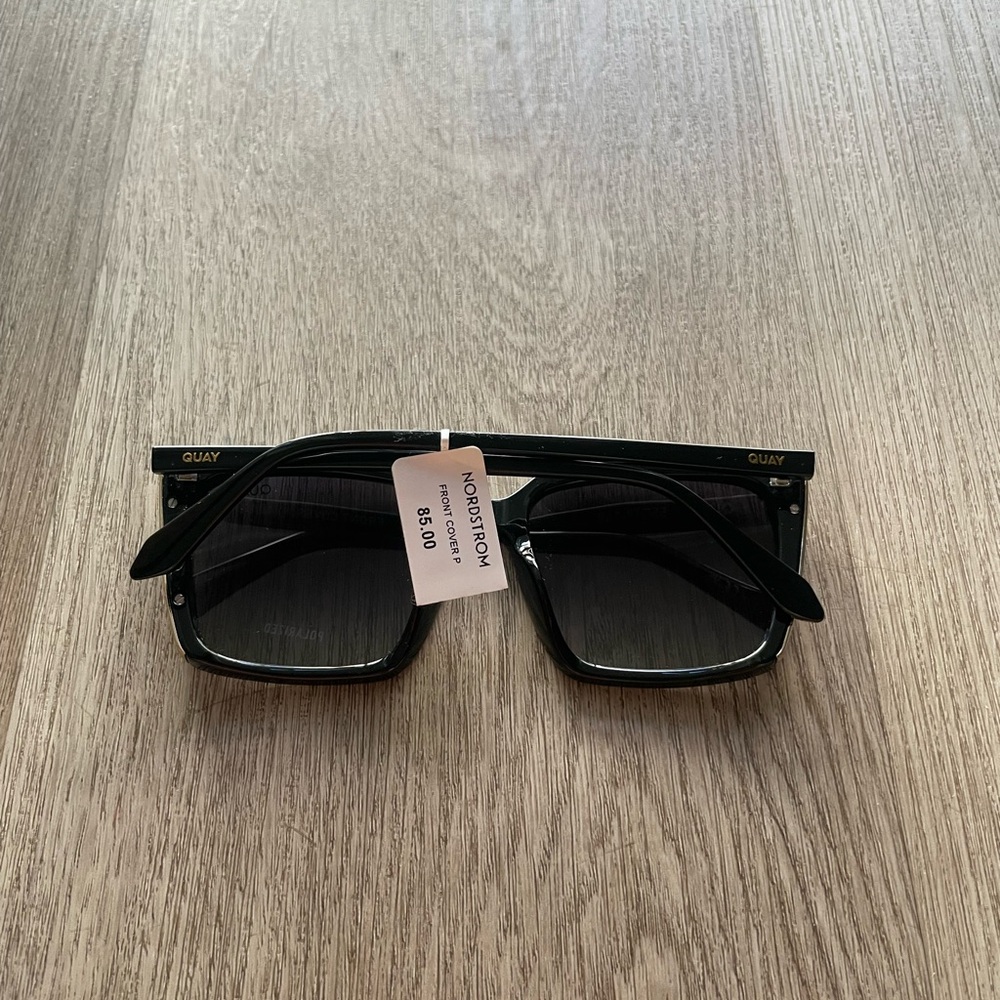 quay australia front cover black oversized square polarized sunglasses eyewear - Picture 4 of 7
